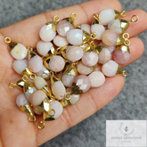 Natural Pink Opal Connectors, Electroplated Charm Connector, Necklace Connector, Faceted Pear Shape Connector, Gift Making Charms, Gift